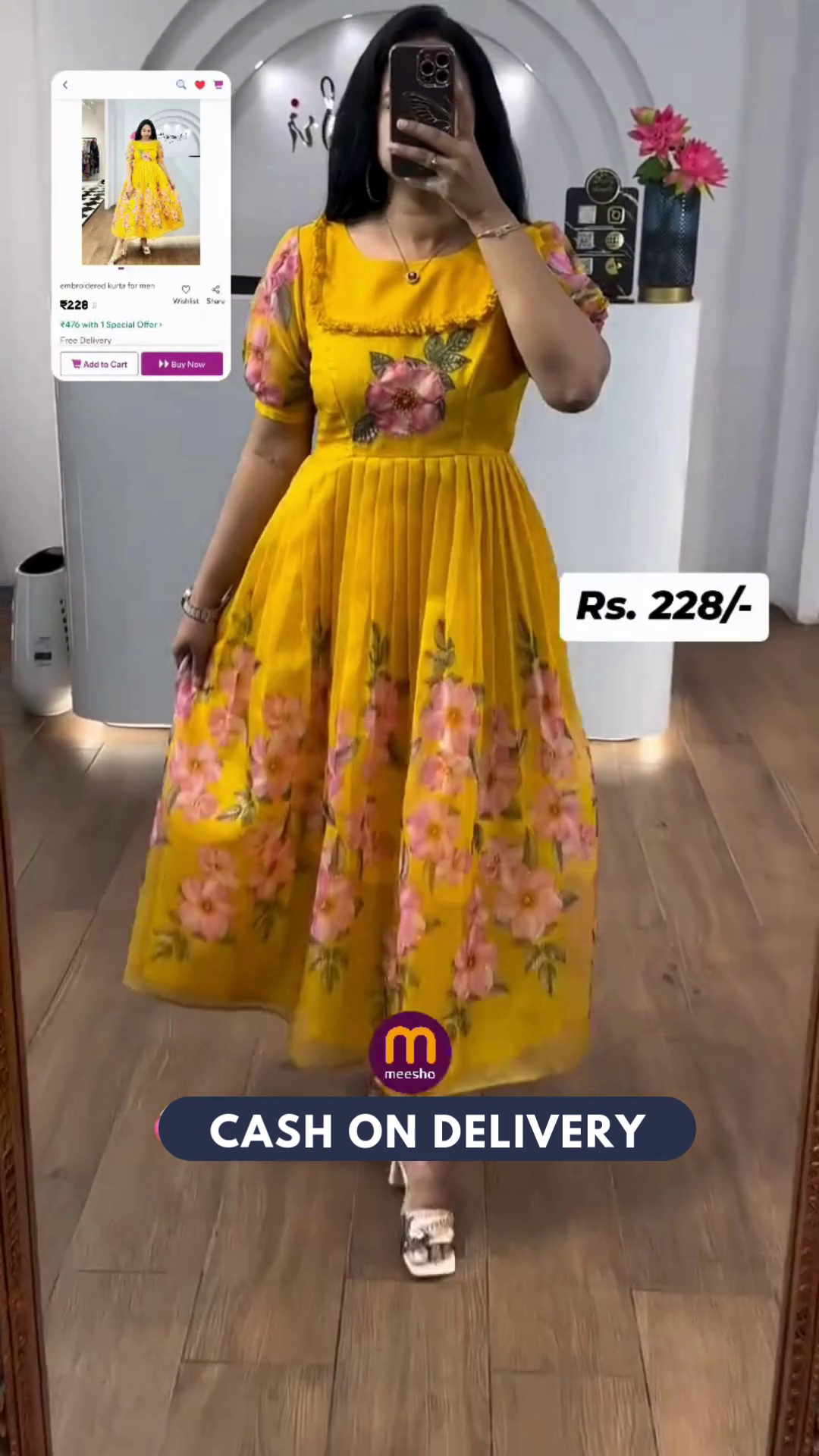 Trendy Kota Fabric Frock with One Side Pocket & Full Lining - Stylish Printed Design