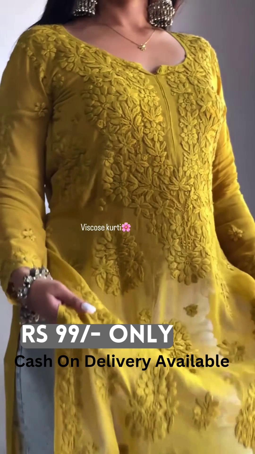 Viscose Kurti with Floral Embroidery