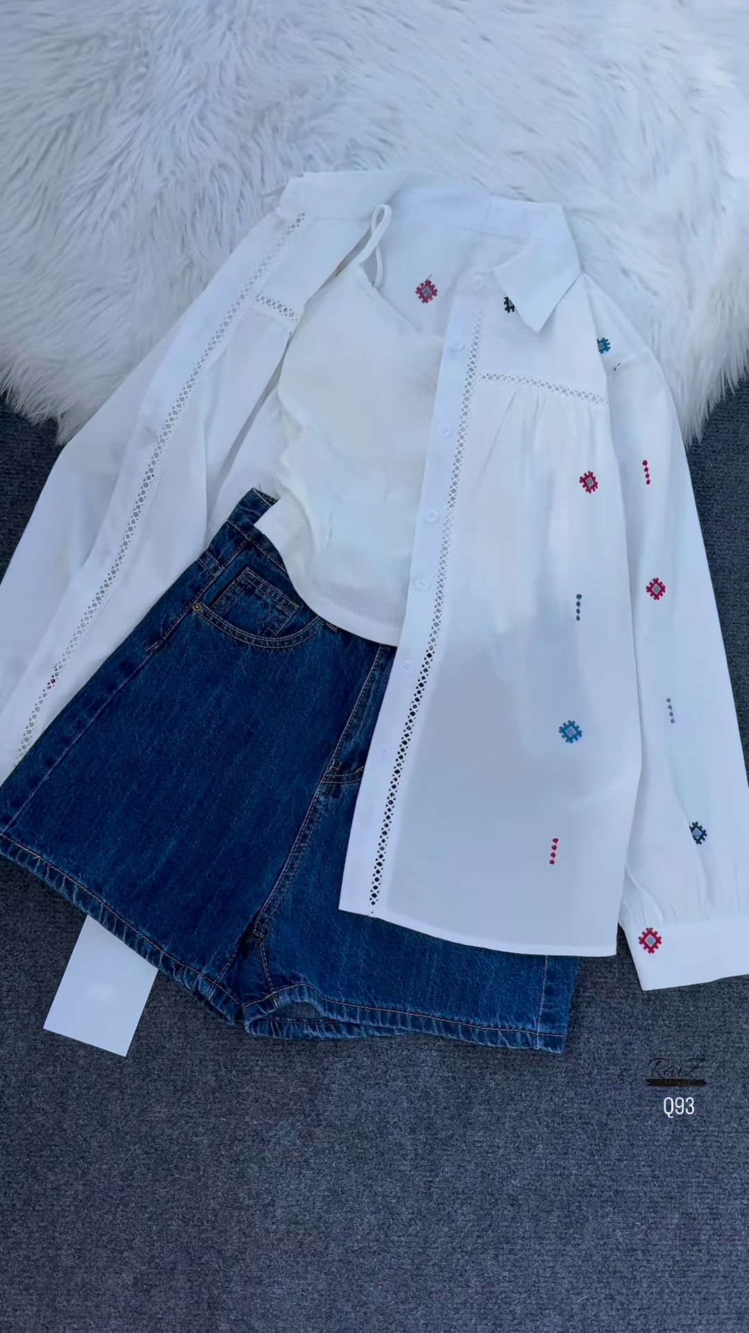 Boho Chic Embroidered Shirt with Denim Shorts – Summer Street Style