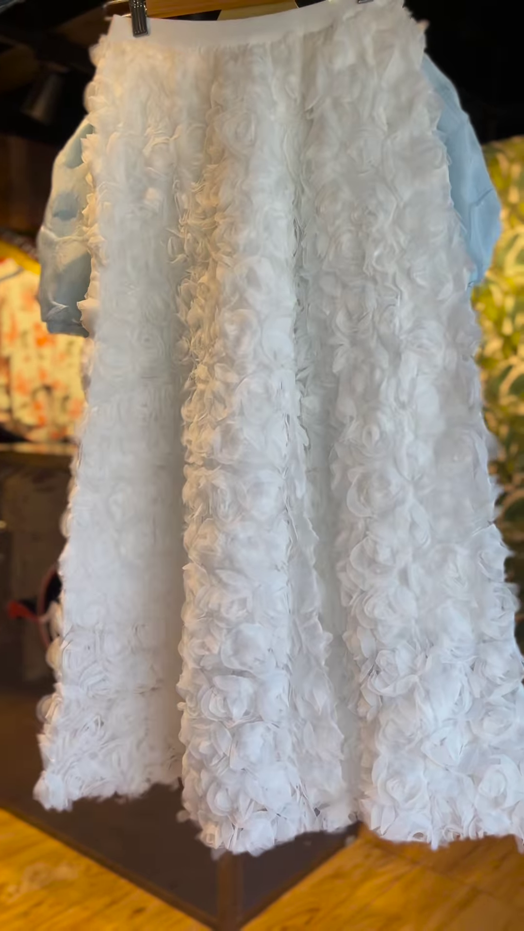 Ethereal Blue Floral Top and Textured White Skirt Set