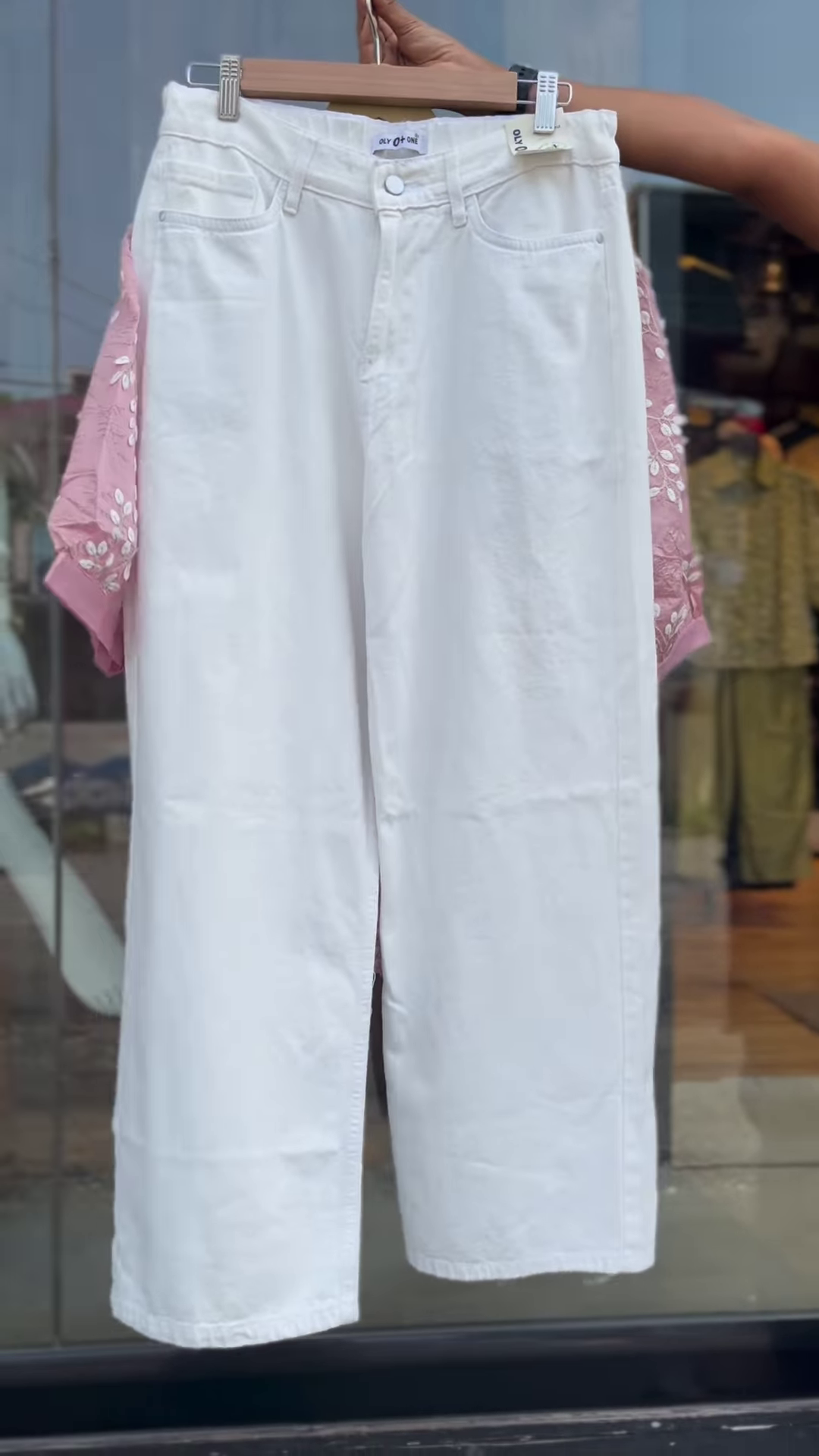 Pastel Pink Embroidered Shirt and White Pant Co-ord