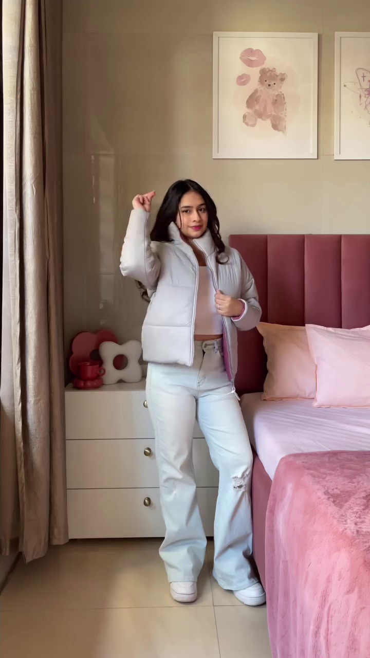 Reversible Jacket 🧥 Pink & Grey – Dual-Sided Winterwear for Style Flexibility