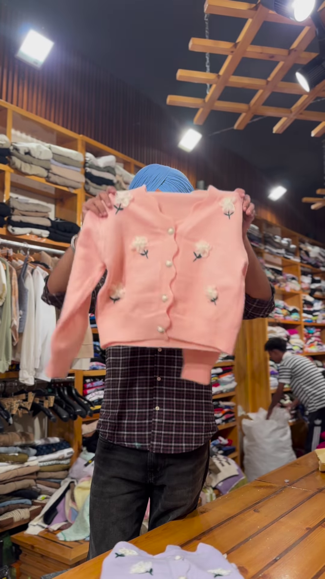 Floral Embroidered Knit Cardigans 🌸🧶 With Pearl Buttons – Purple, Blue & Pink Variants