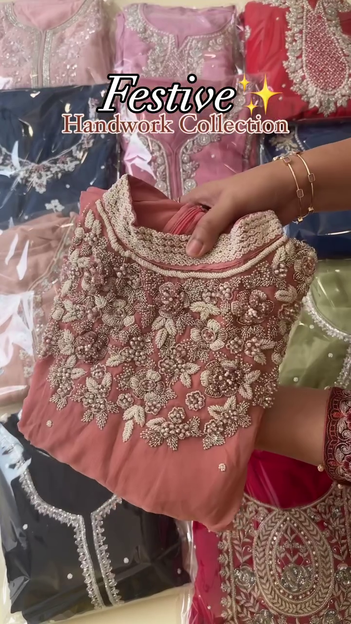 Regal Red Hand-Embroidered Festive Suit Set