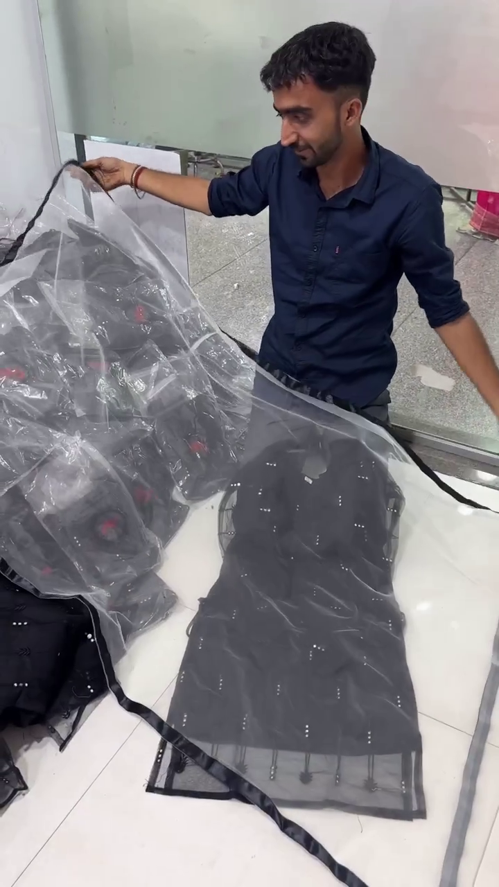 Elegant Black Sheer Embellished Kurti with Matching Leggings