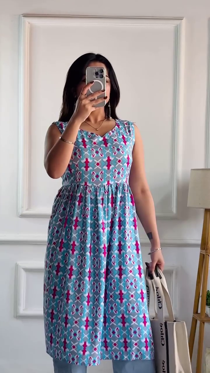 Blush Pink Floral Embroidered A-Line Kurti – Chic & Comfortable Ethnic Wear