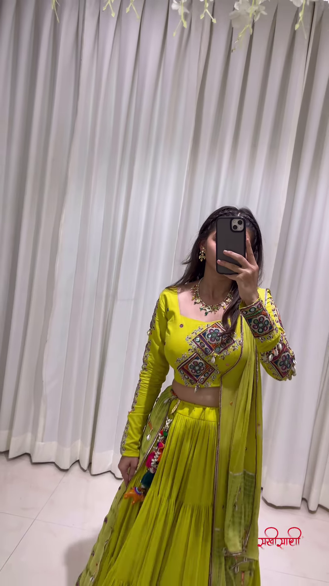 Sunshine Yellow Embroidered Lehenga Choli with Mirror Work and Flowing Dupatta – Designed for Radiant Festive Splendor