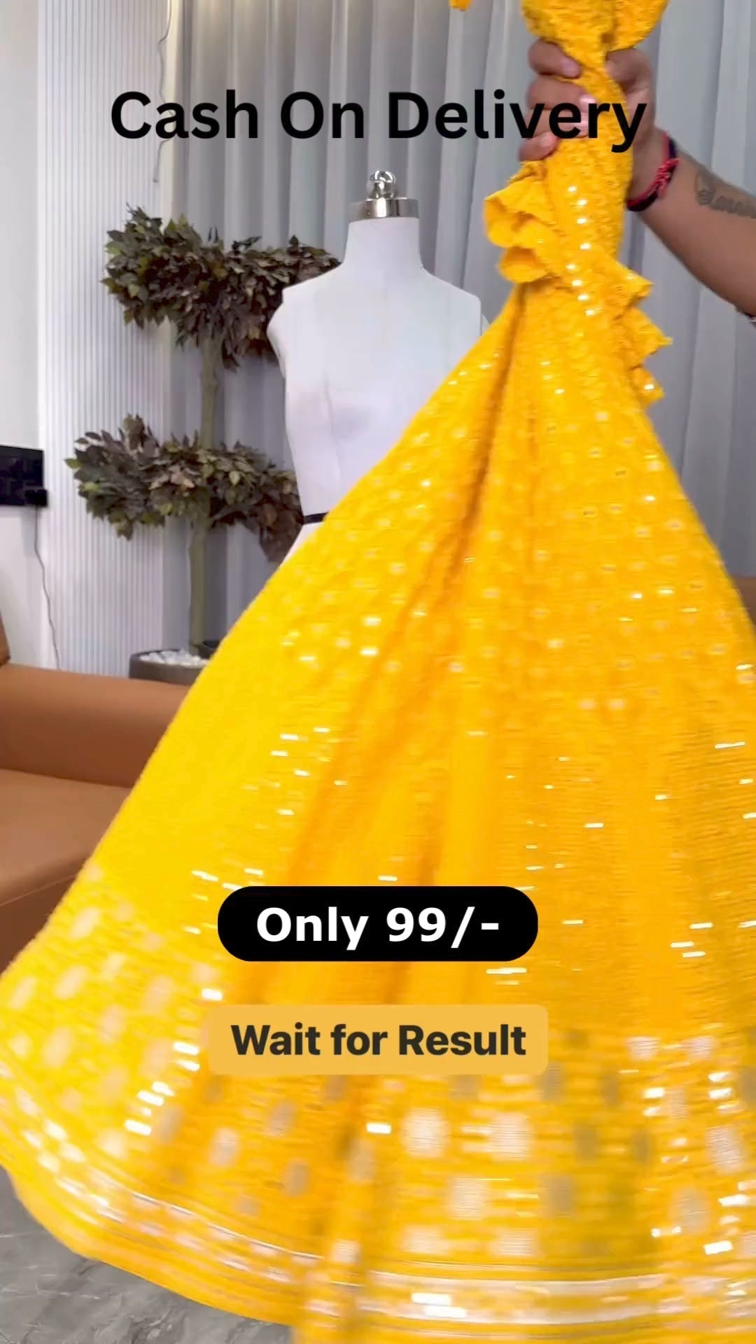 Yellow color Designer Embroidery & Mirror work Lehenga choli for Haldi Function