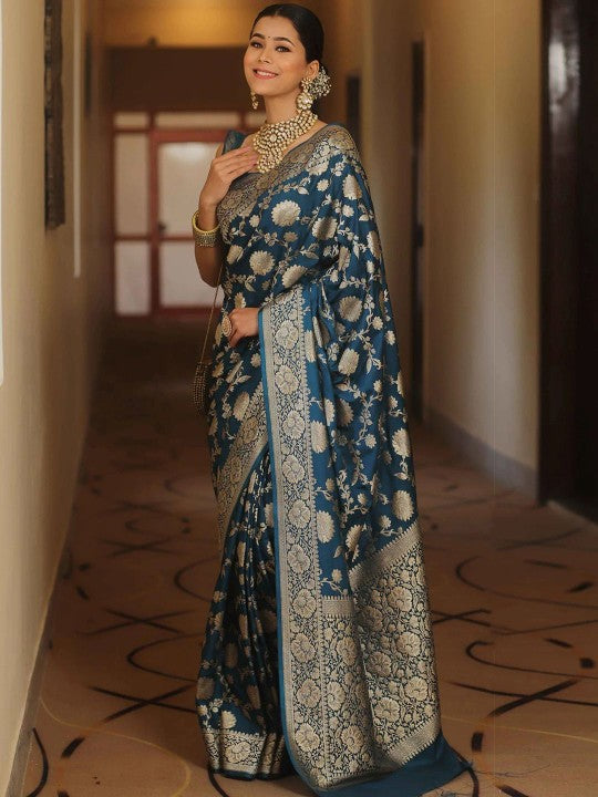 Ethnic Motifs Zari Banarasi Saree