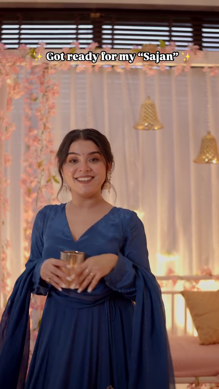 Embellished blue suit set