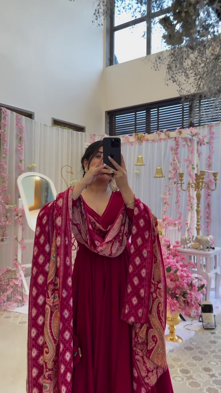 Bindi Modal Silk Solid Kurta Set with Printed Dupatta Embroidered