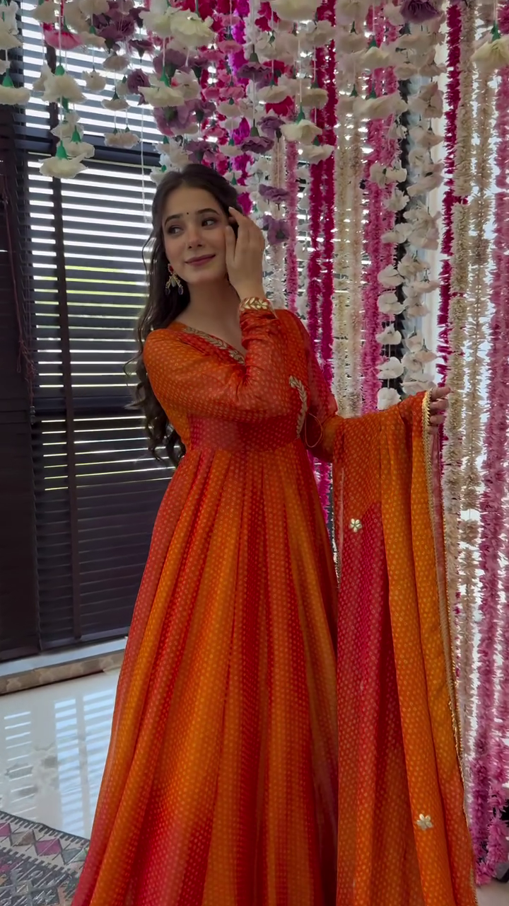 Naaz Orange Cotton Silk Suit