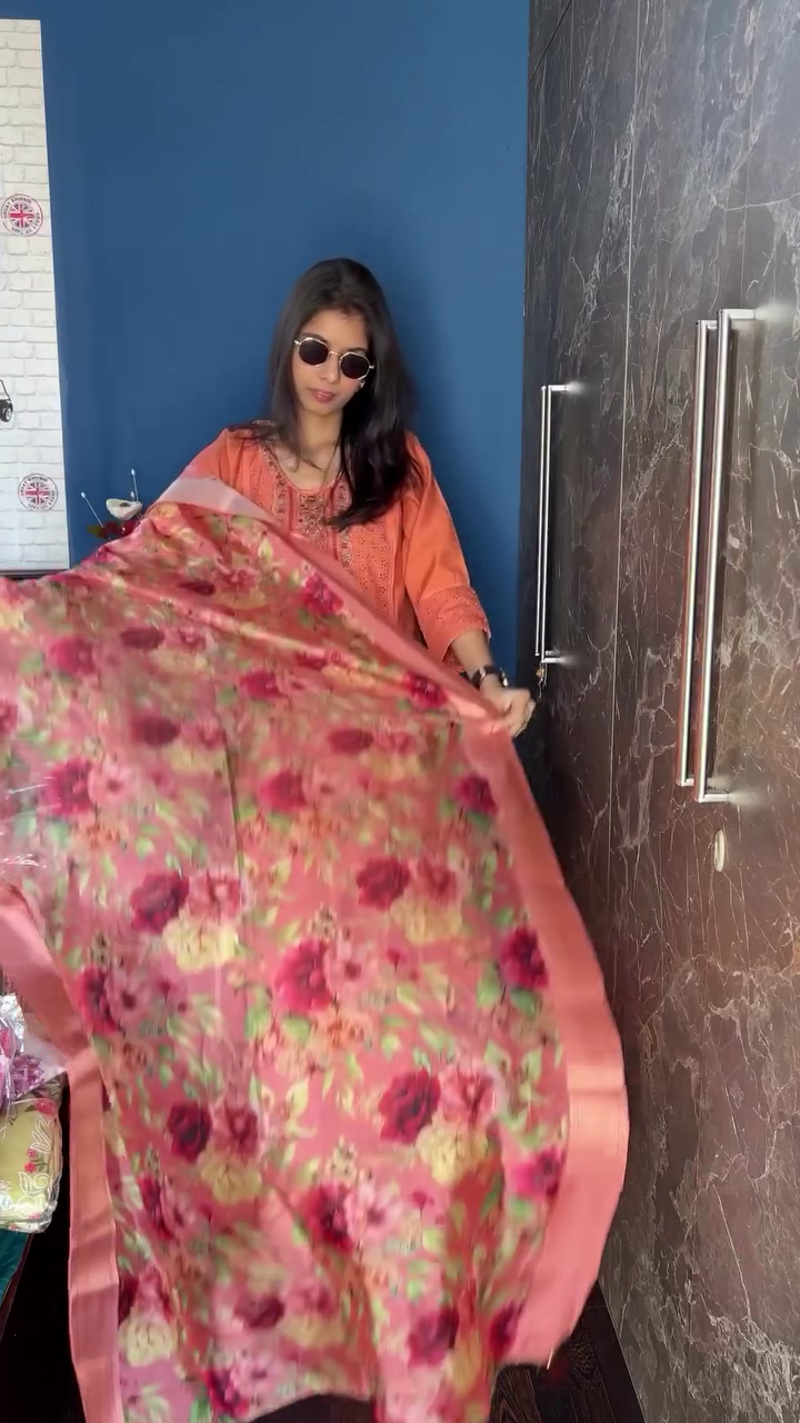 Floral Printed Round Neck Three-Quarter Sleeves Kurta with Palazzos