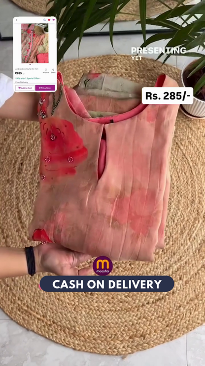 Floral Printed Regular Pure Cotton Anarkali Kurta & Trousers With Dupatta