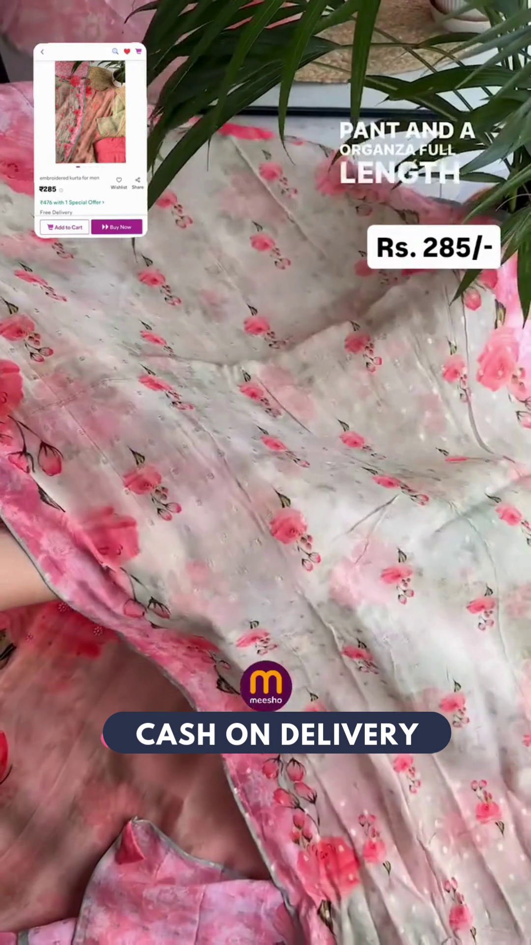 Floral Printed Regular Pure Cotton Anarkali Kurta & Trousers With Dupatta