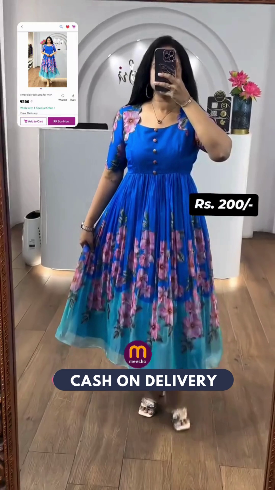 Trendy Kota Fabric Frock with One Side Pocket & Full Lining - Stylish Printed Design