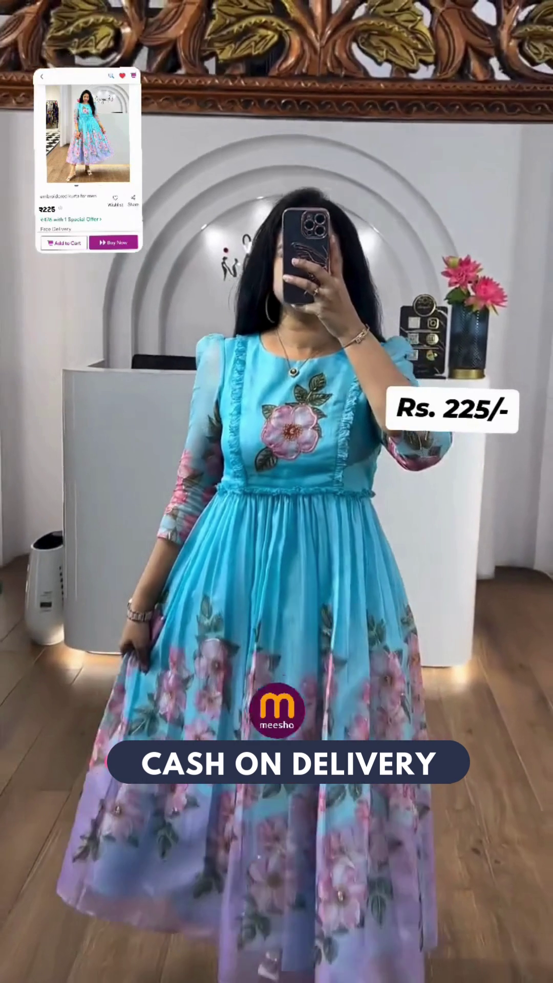 Trendy Kota Fabric Frock with One Side Pocket & Full Lining - Stylish Printed Design