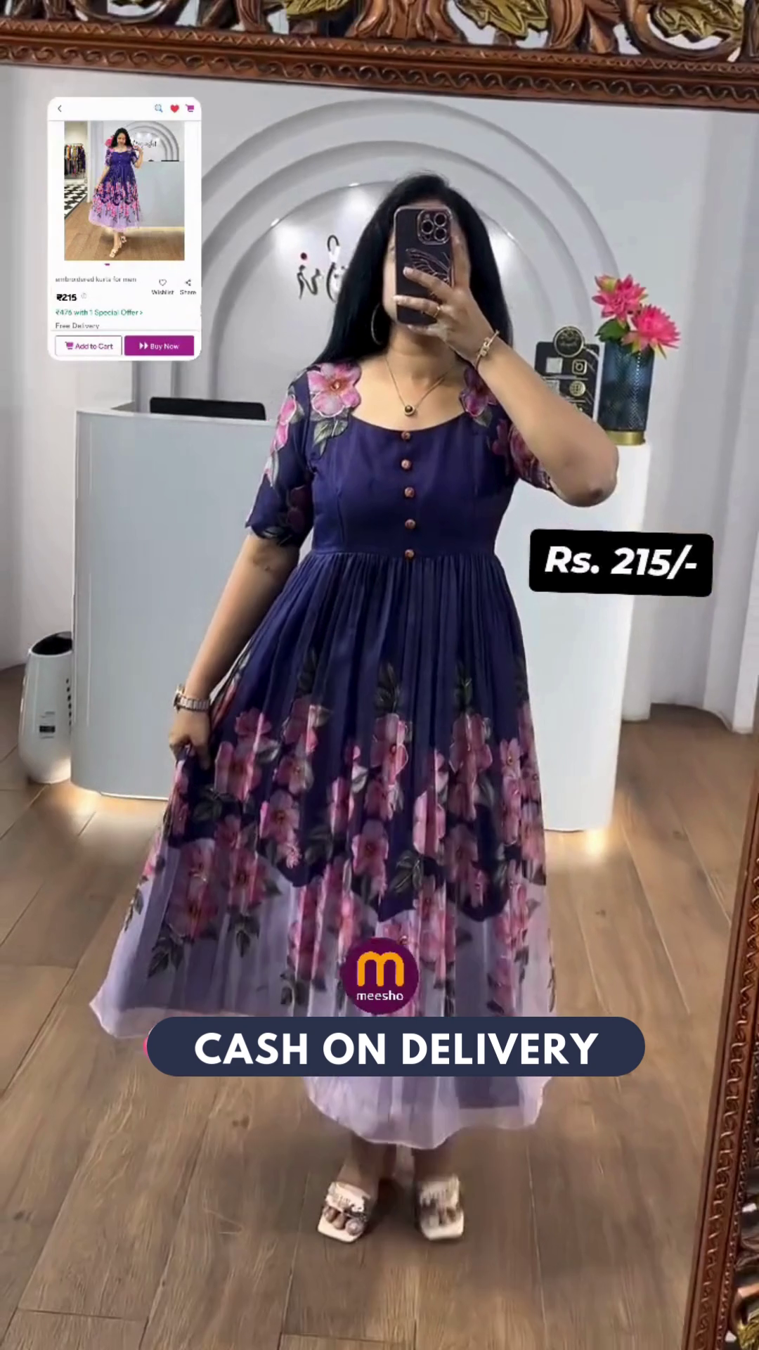 Trendy Kota Fabric Frock with One Side Pocket & Full Lining - Stylish Printed Design