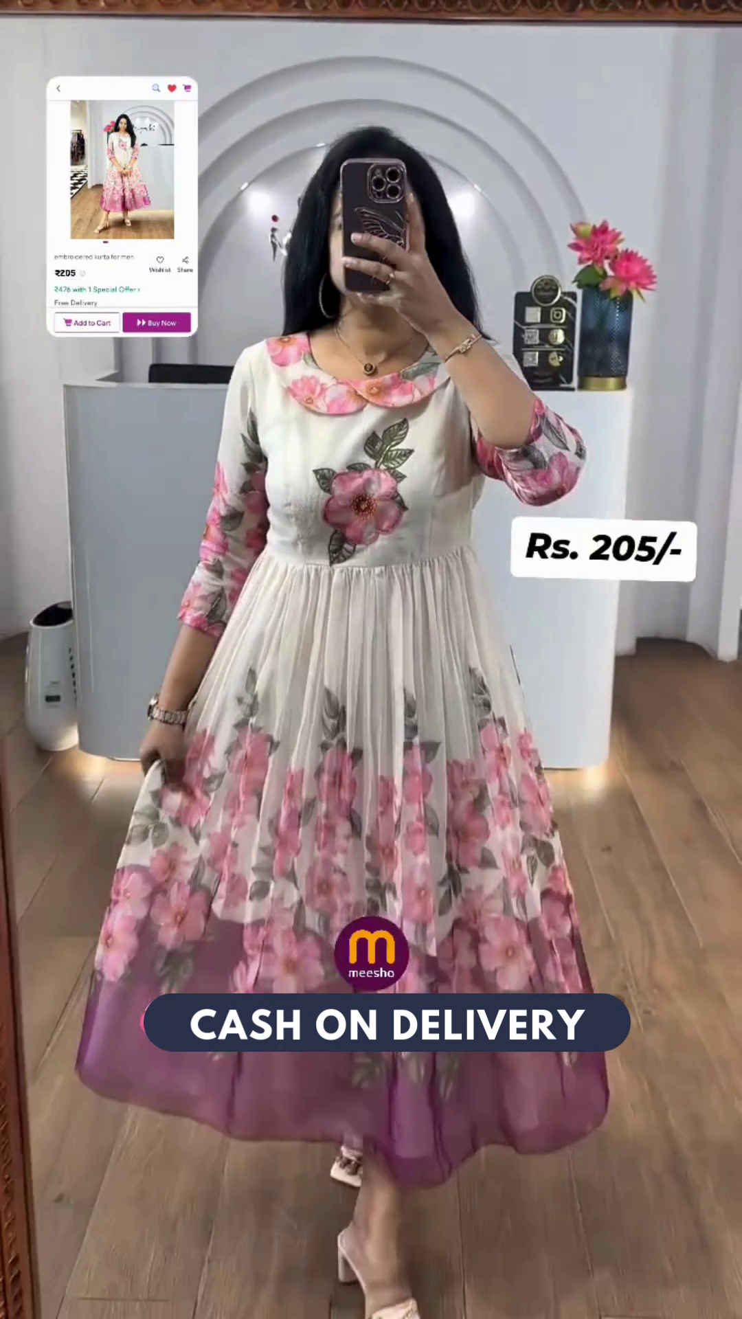 Trendy Kota Fabric Frock with One Side Pocket & Full Lining - Stylish Printed Design