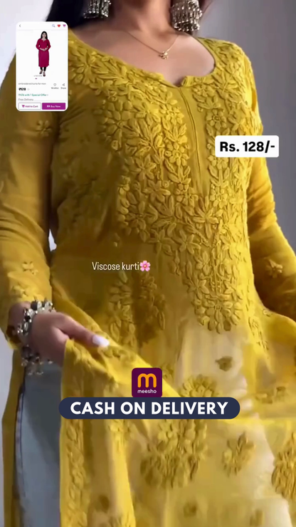 Rani pink Georgette Fully Embroidered Front & side slit Indowestern Suit