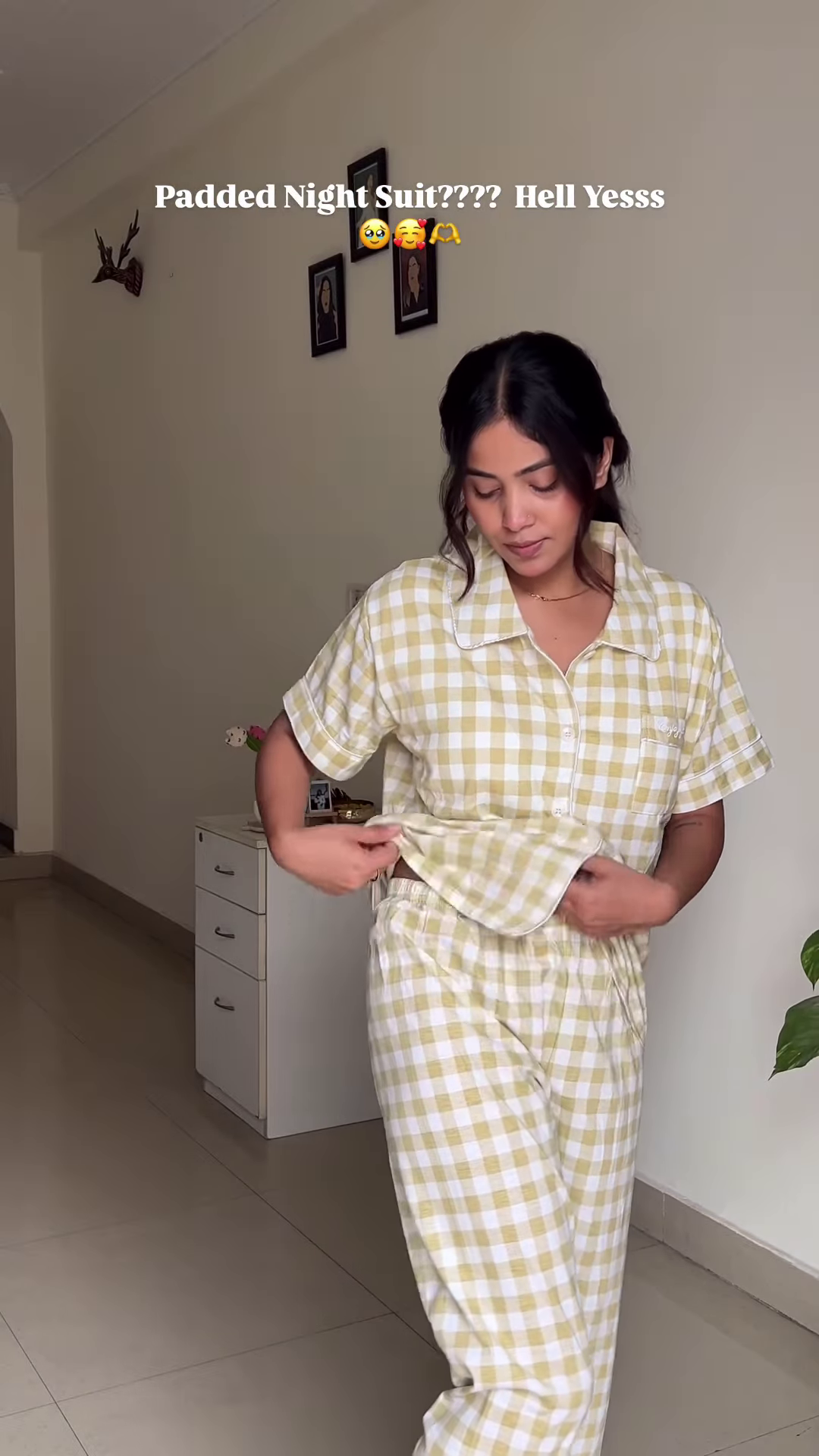 Padded Cotton Night Suit – Yellow Gingham Co-Ord Set for Ultimate Comfort & Style