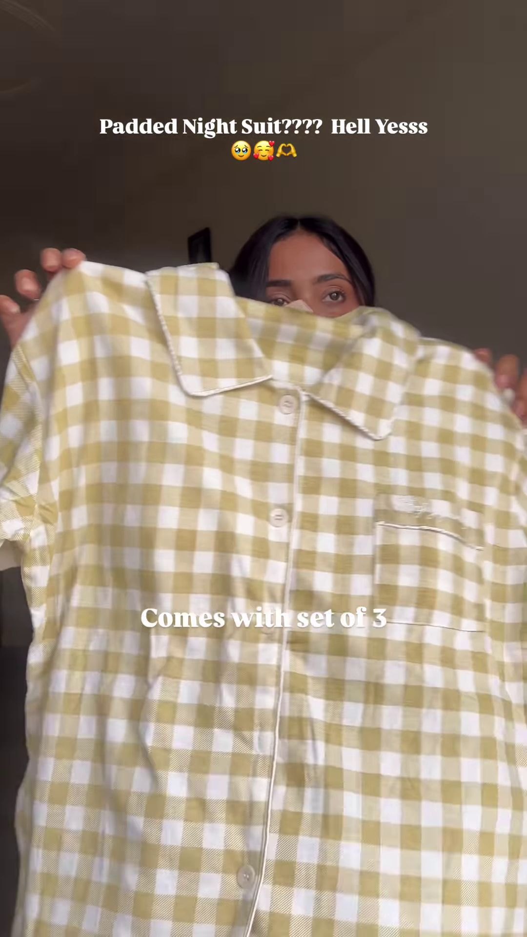 Padded Cotton Night Suit – Yellow Gingham Co-Ord Set for Ultimate Comfort & Style