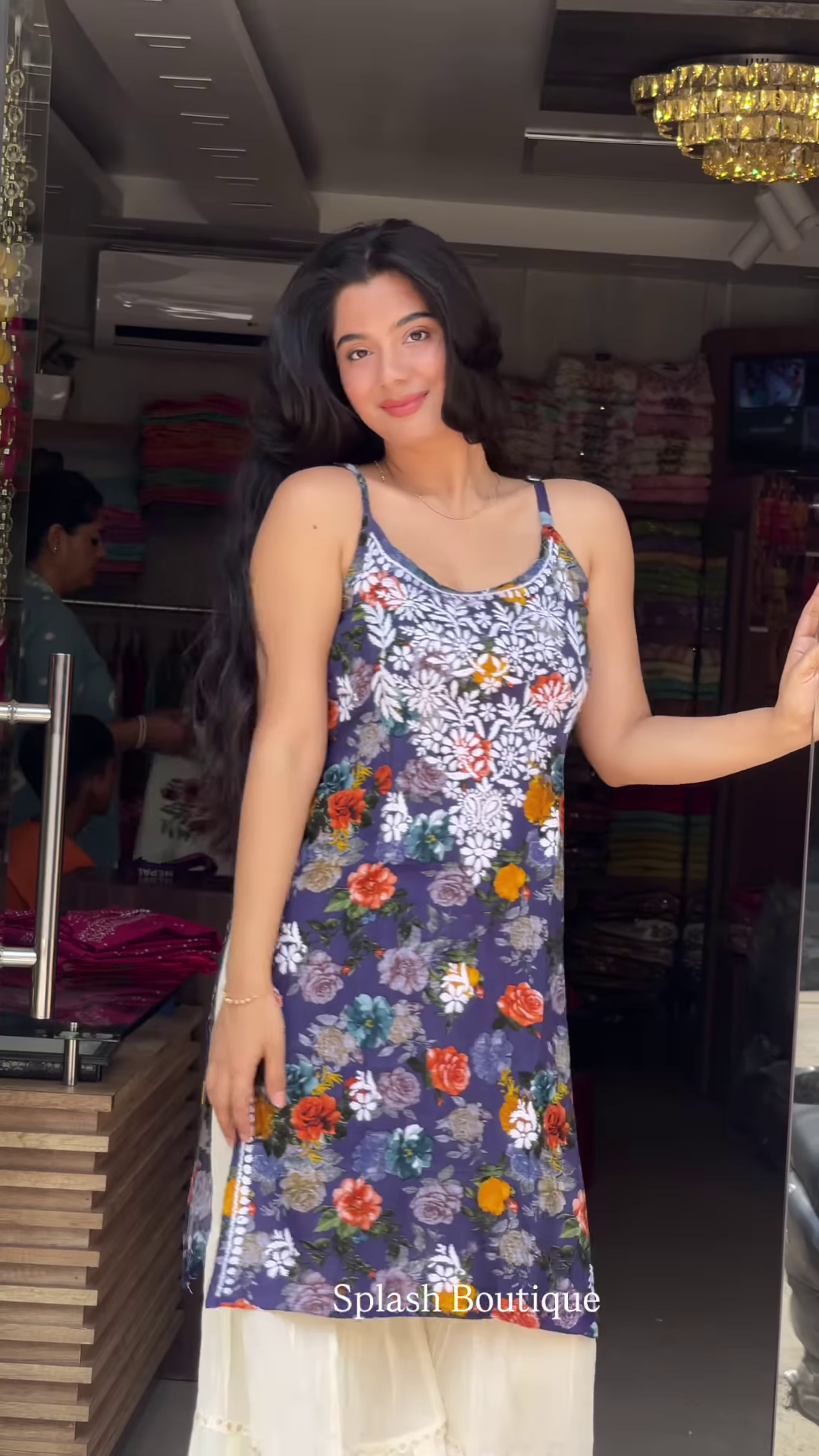 Women’s Red Sleeveless Embroidered Kurti with Cream Wide-Leg Bottom – Elegant Boutique Ethnic Ensemble