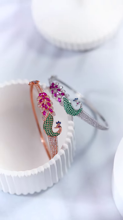 Women’s Peacock Design Stone-Studded Bracelets