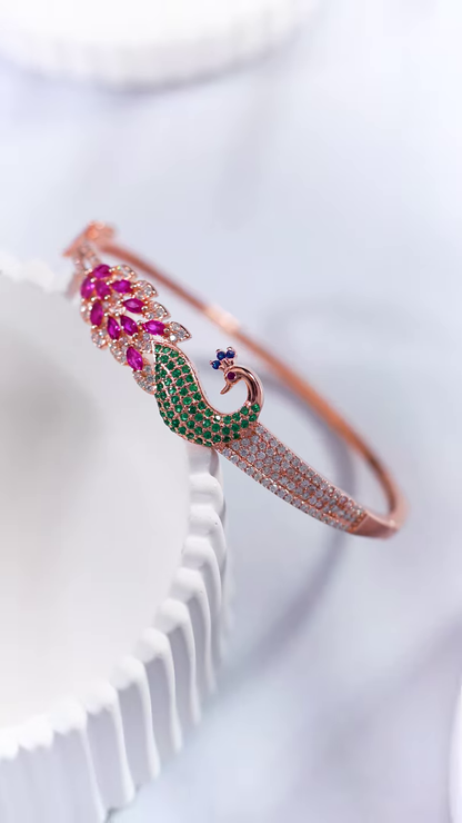 Women’s Peacock Design Stone-Studded Bracelets