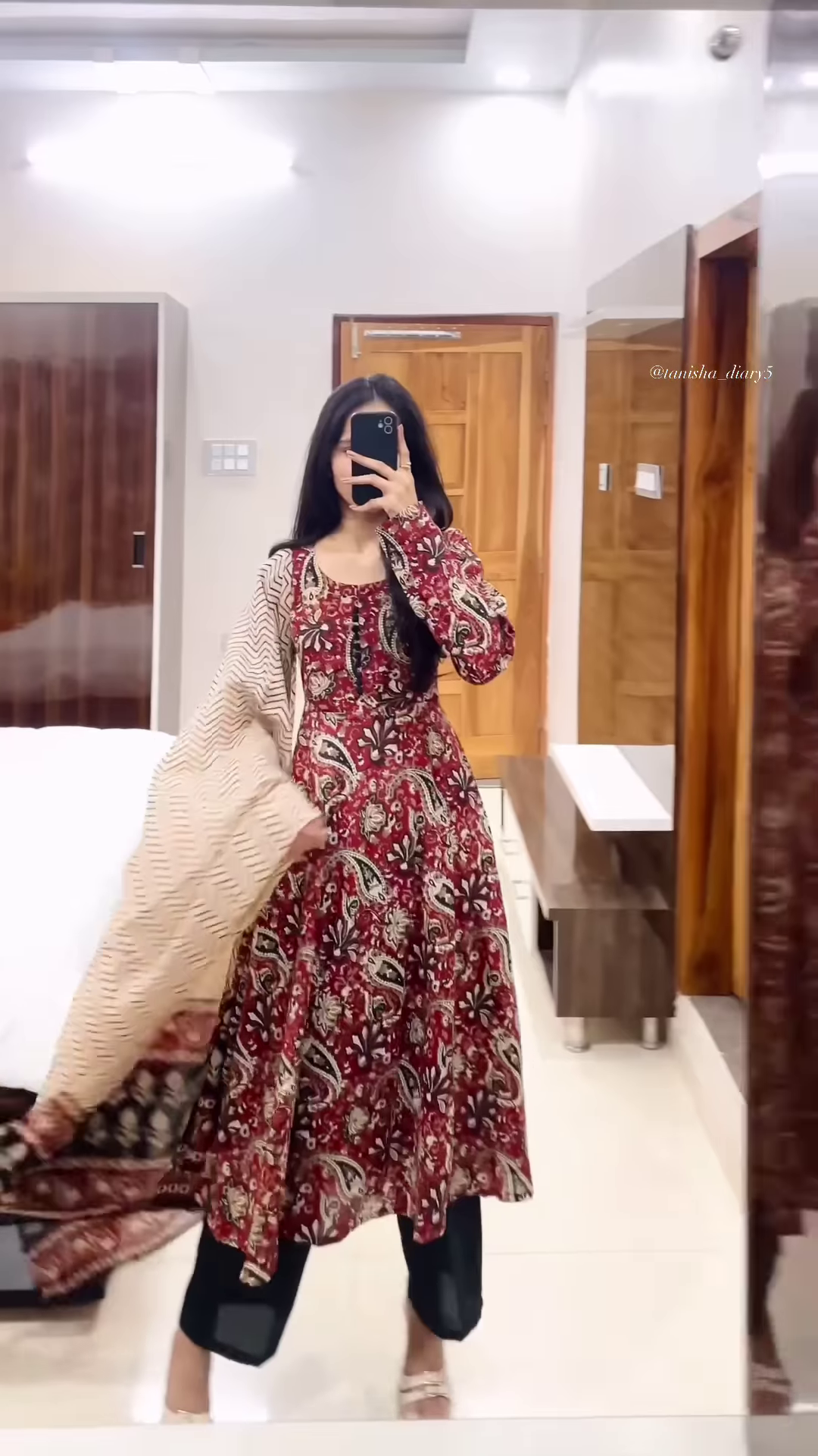 Women’s Yellow Floral Printed Kurti with Red Neckline Border – Ethnic Everyday Ensemble with Seasonal Charm