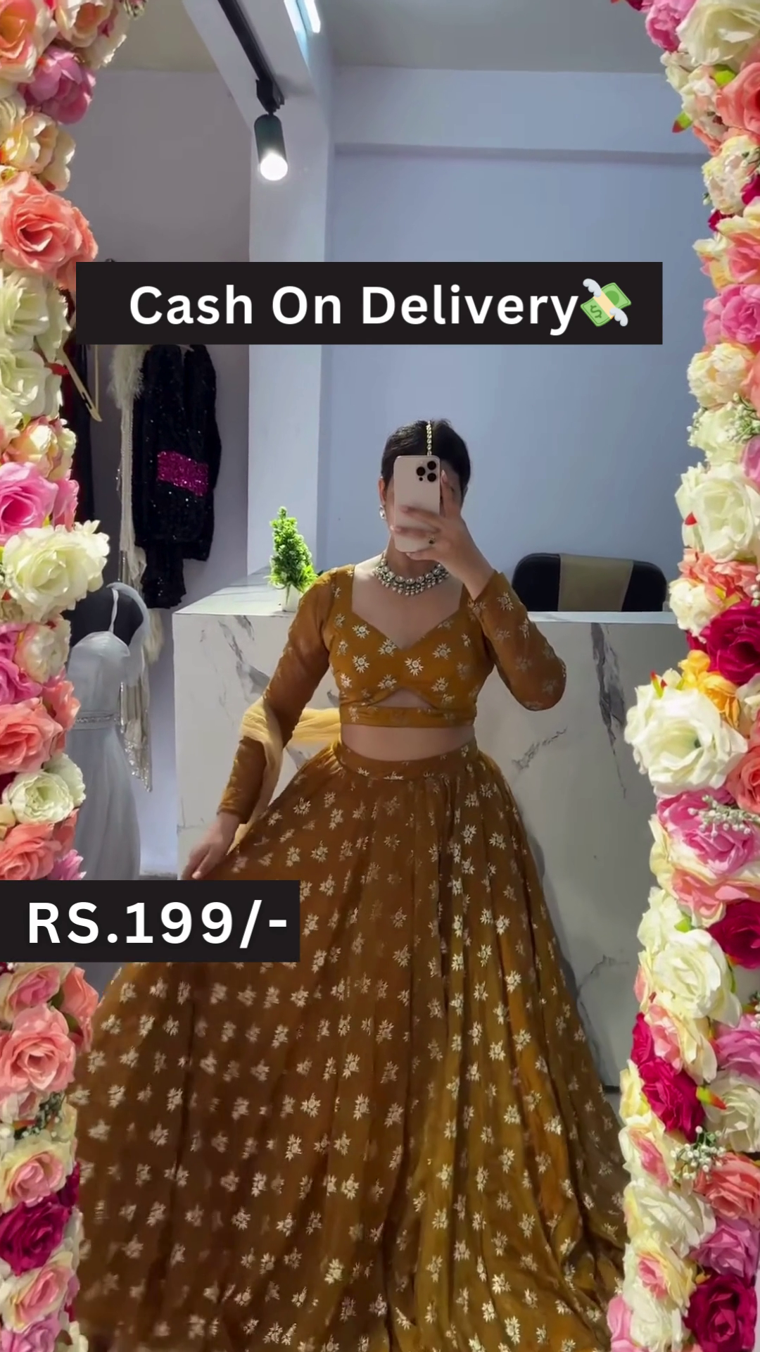 Mustard Yellow Floral Lehenga Choli Set with White Bloom Motifs – Sunny Vibes for Every Ethnic Occasion