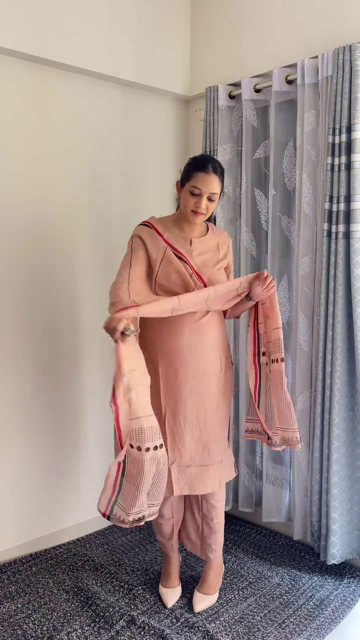 Elegant Blue & White Printed Cotton Kurta Set with Dupatta