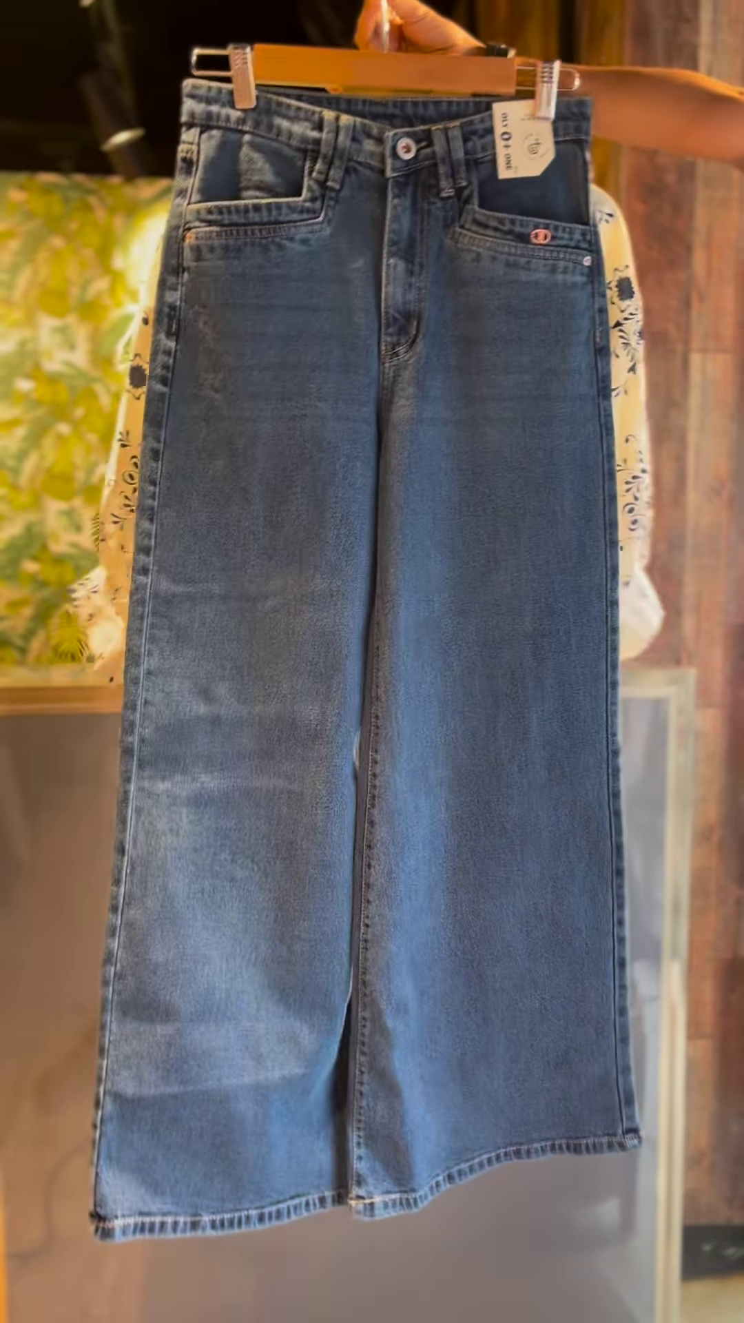 White & Blue Floral Shirt with Denim Jeans Co-ord