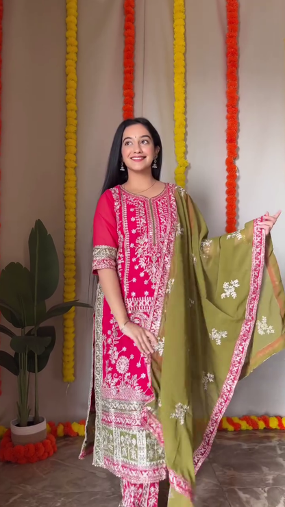 Elegant Teal Embroidered Sharara Suit Set – Festive & Wedding Wear