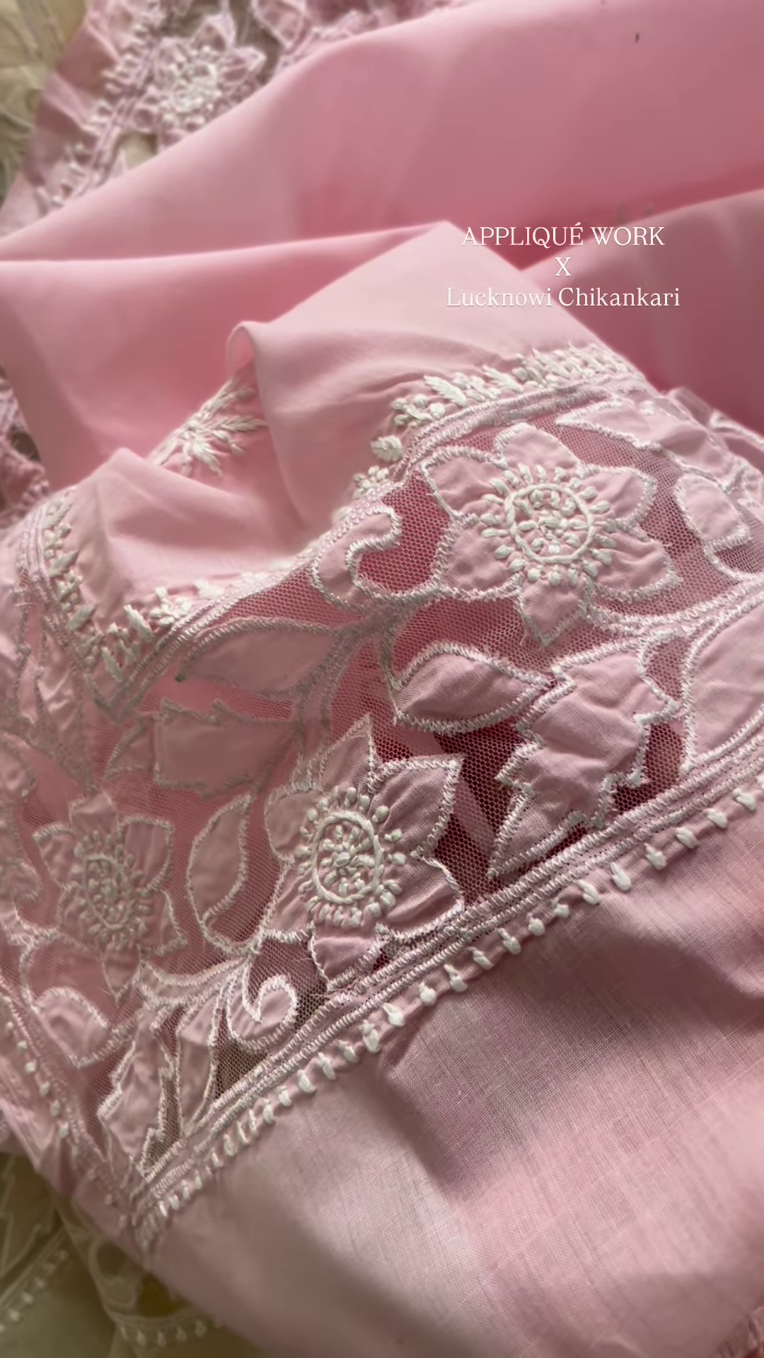 Elegant Appliqué Work with Lucknowi Chikankari Fabric Collection