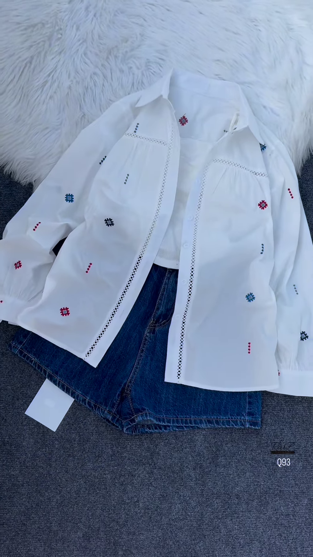 Boho Chic Embroidered Shirt with Denim Shorts – Summer Street Style