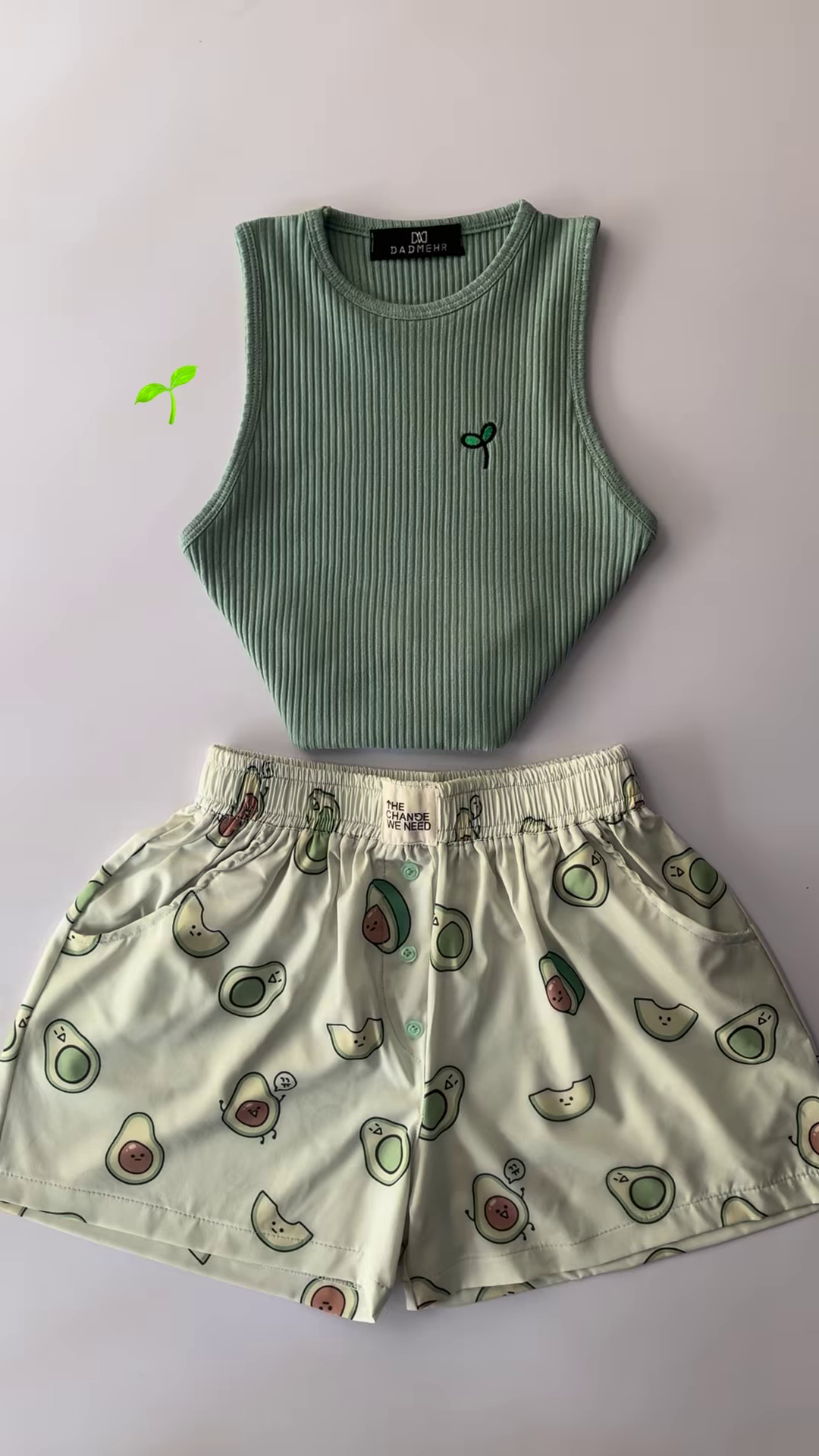 Adorable White Ribbed Tank Top and Shorts Set with Red Hearts – 6 Colors Available