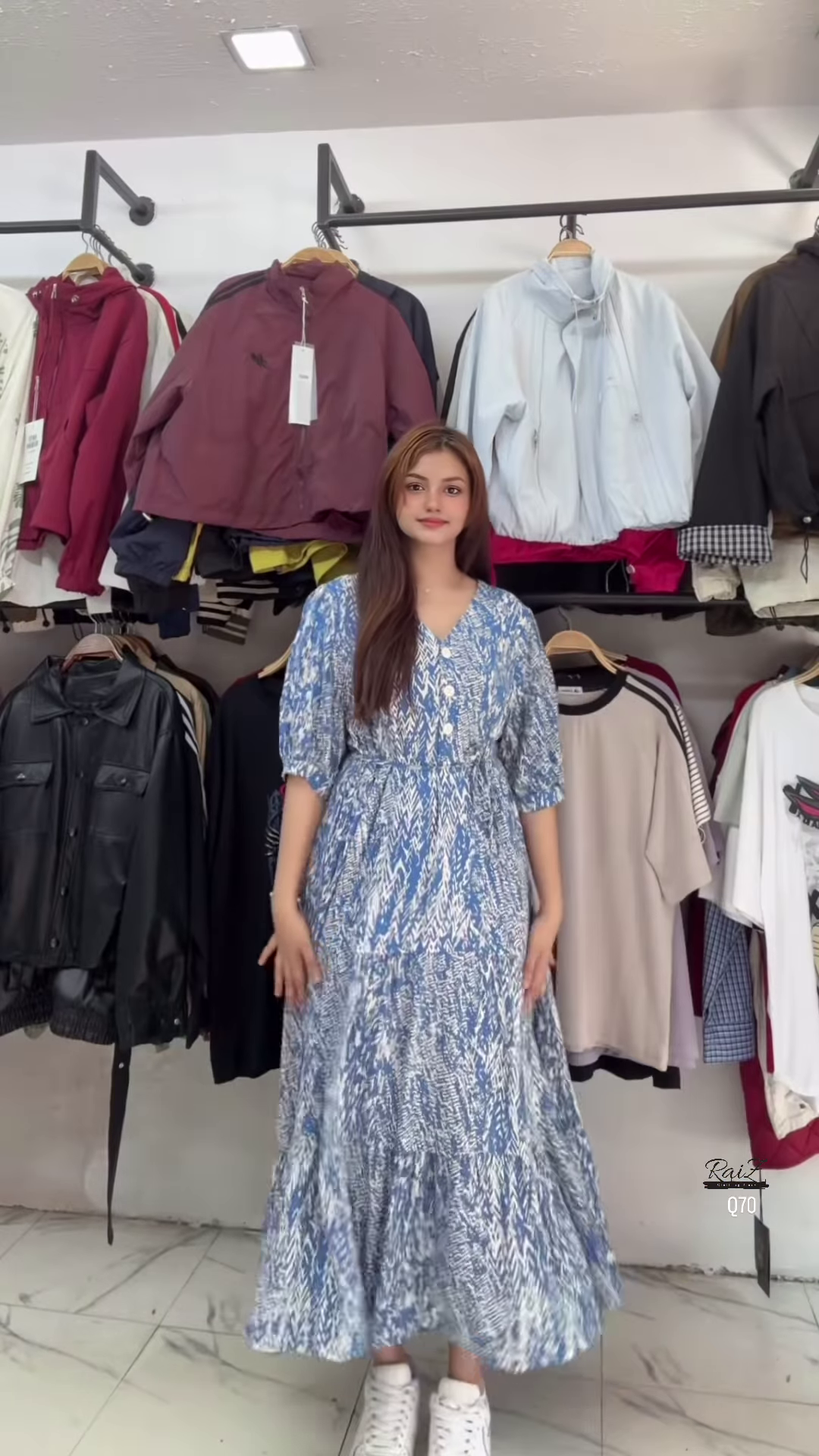 🖤 Chic Black & White Abstract Print Midi Dress with Tie Waist ✨