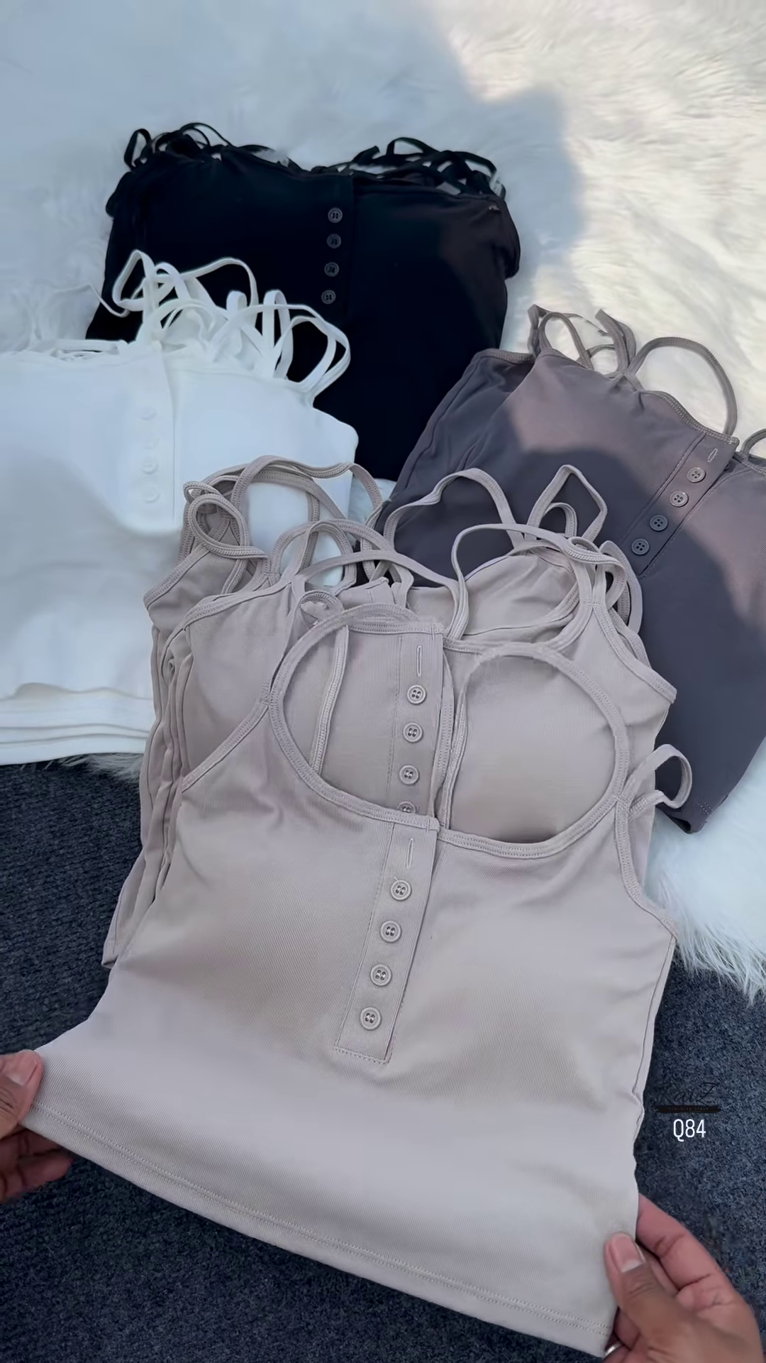 🌈 Trendy Multi-Strap Button-Front Crop Tops – Available in Multiple Colors 🖤🤍💜🩷