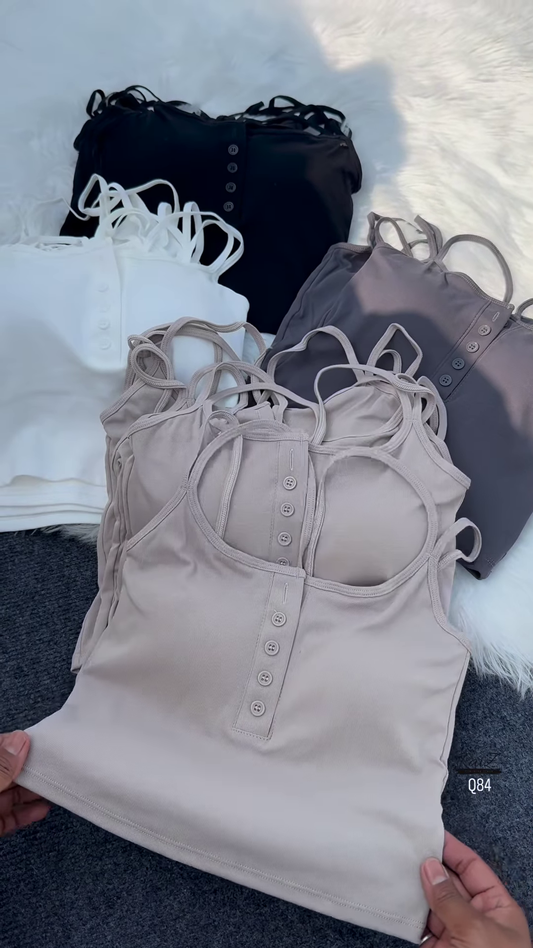 🌈 Trendy Multi-Strap Button-Front Crop Tops – Available in Multiple Colors 🖤🤍💜🩷