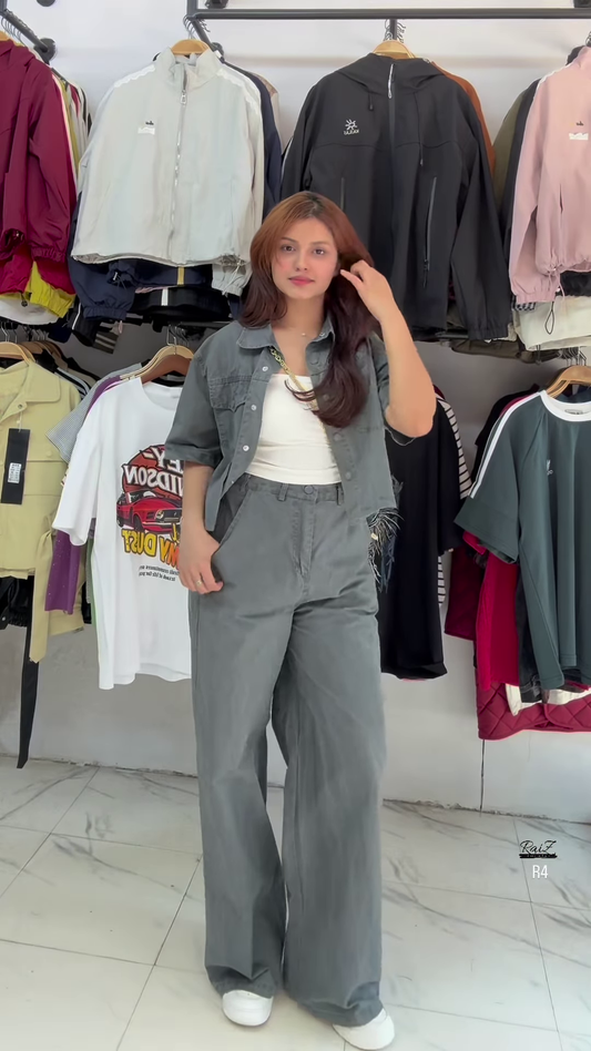 Stylish Grey Denim Co-ord Set