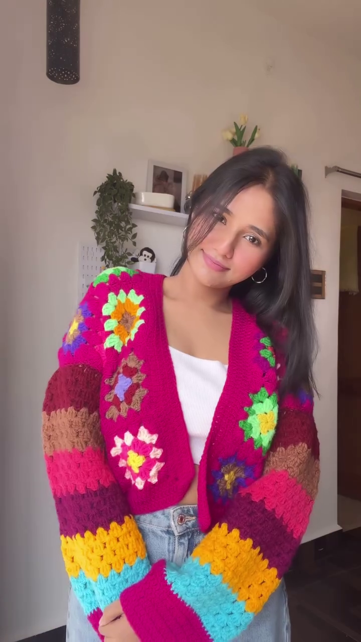 Hand‑Crocheted Bloom Cardigan – Vibrant, Cozy, and Insta‑Ready 🌸✨