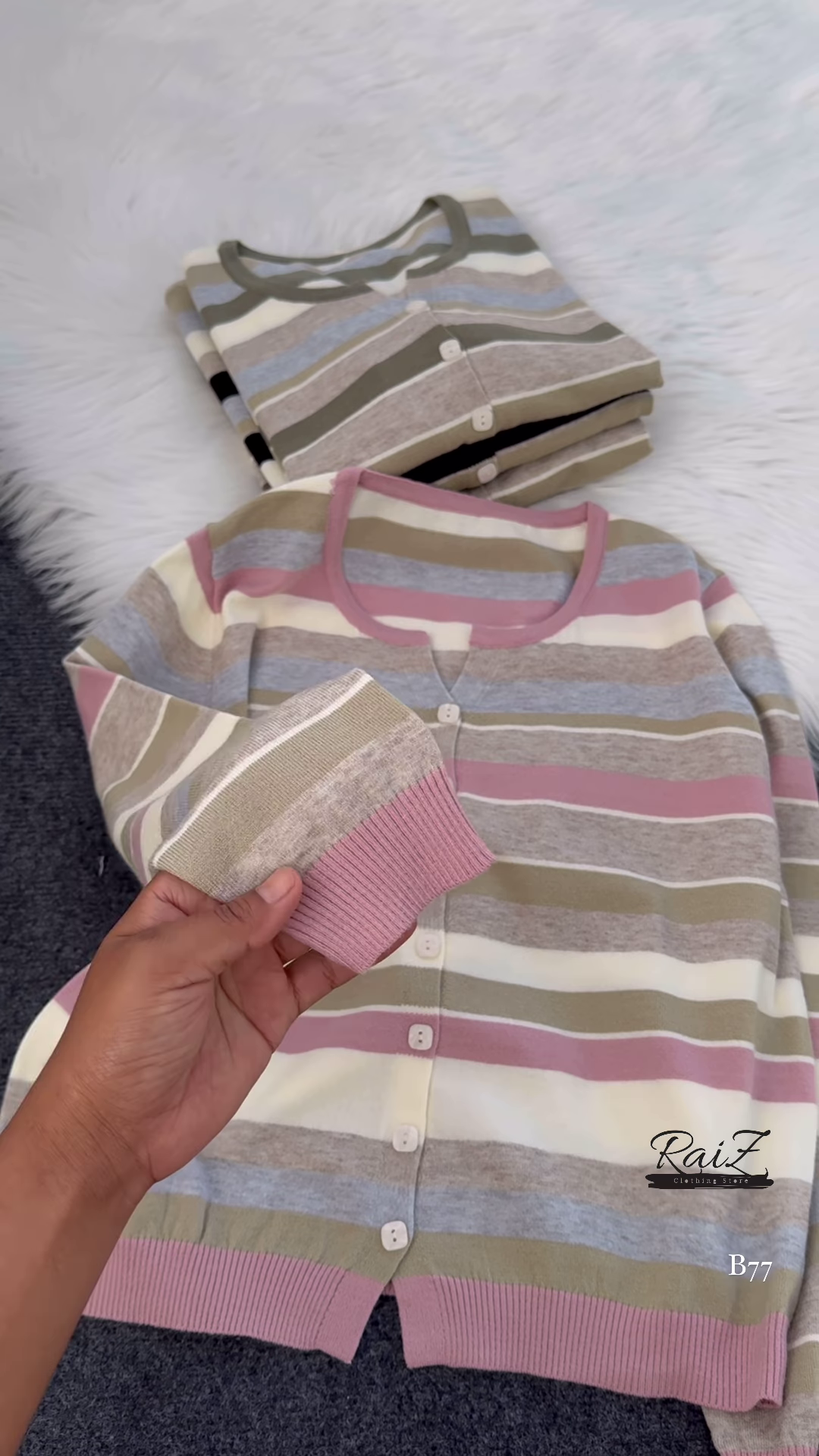 Striped Knit Button-Front Cardigan – Soft Neutrals, Effortless Chic 🤎🤍