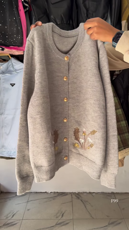 Black Floral Embroidered Button Cardigan – Luxe, Versatile, and Effortlessly Elegant 🌼✨