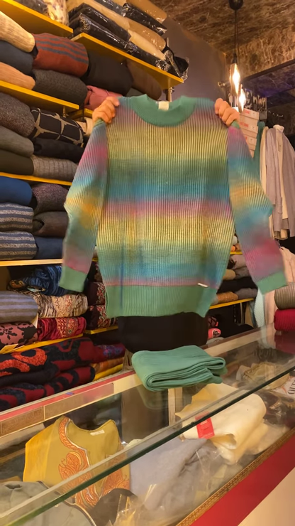 Ombre Rib-Knit Sweater – Vibrant Gradient, Cozy Feel, Everyday Pop ✨🌈