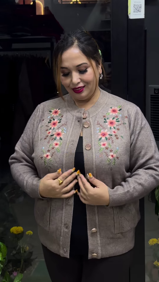 Embroidered Floral Cardigan – Elegant Warmth with Everyday Comfort 🌸🧥