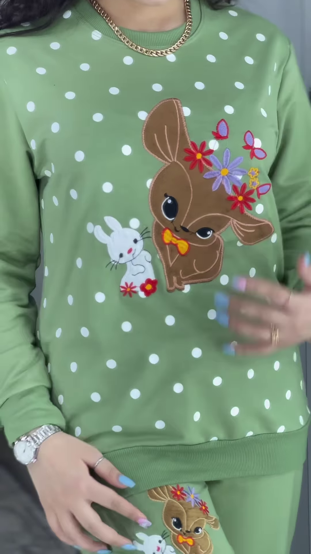 Polka Bunny Cozy Tracksuit – Cute Embroidery, Soft Warmth, All‑Day Comfort 🐰