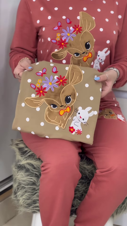 Polka Bunny Cozy Tracksuit – Cute Embroidery, Soft Warmth, All‑Day Comfort 🐰