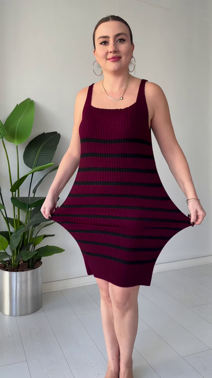 Striped Knit Co‑ord Dress Set – Chic, Stretchy, and Ready to Dress Up or Down