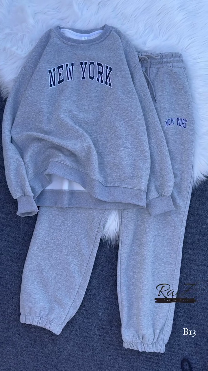 New York Print Black Sweatshirt & Jogger Co-ord Set